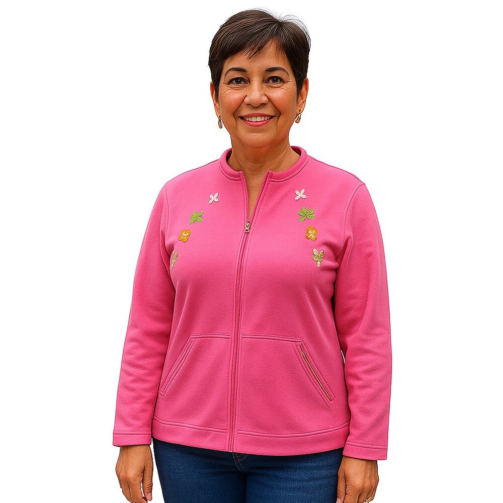 NEW Onque Casuals 100% Cotton Pink Floral Jacket - Picture 2 of 8